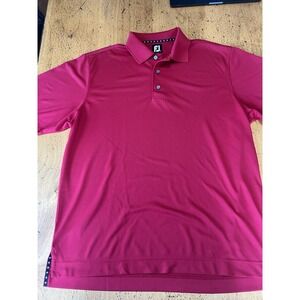 Footjoy Polo Men's Large Red Short Sleeve Solid Collared Shirt Performance L